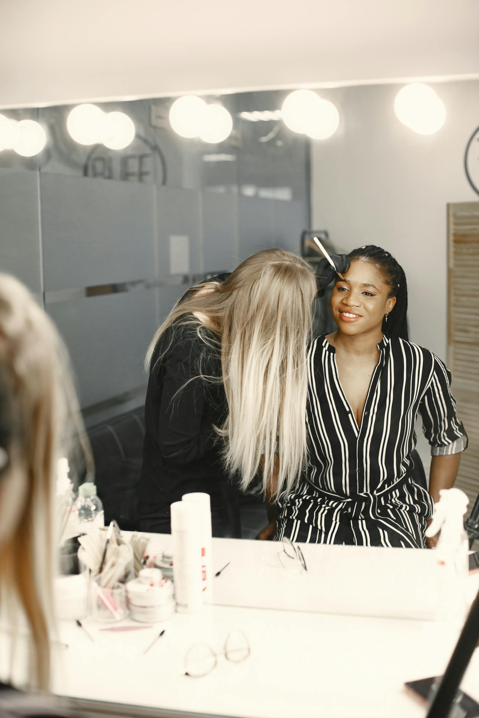 Hair salon styling in a bright beauty room