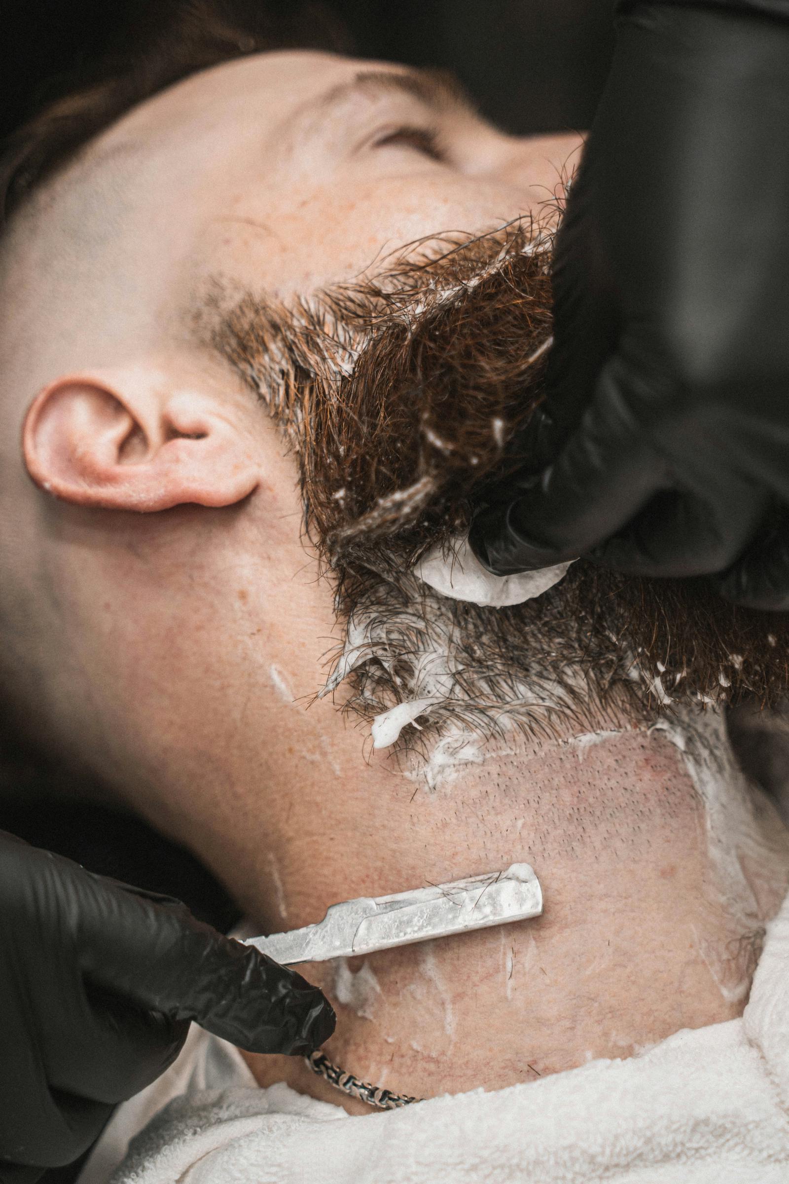 Precision beard sculpting in a professional barbershop