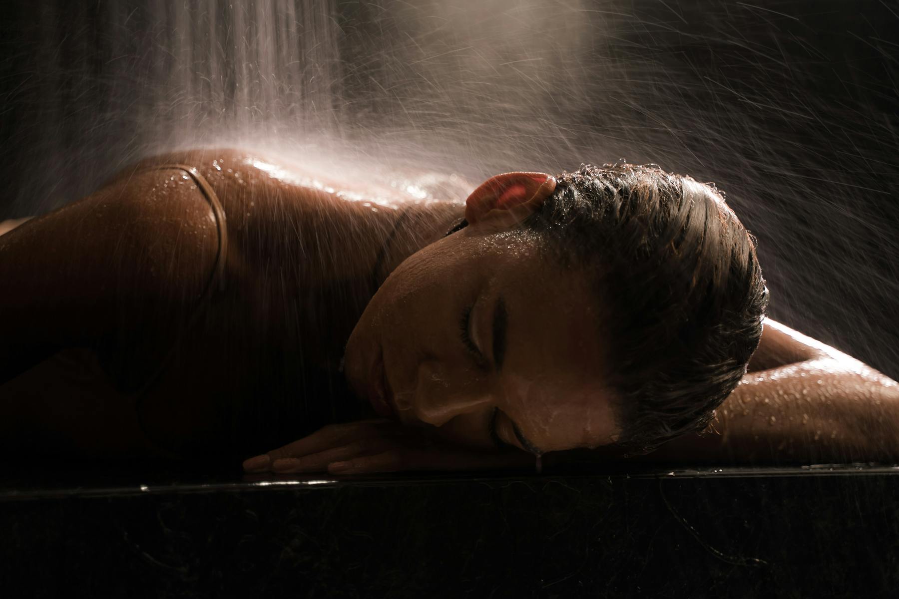 Moroccan hammam steam ritual with warm lighting